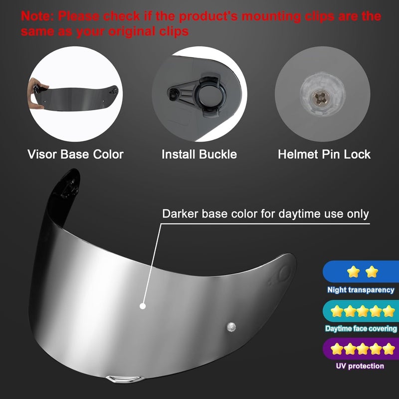 psler K1 Visor - K1 s Visor K3sv Tinted Visor k5 Face Shield Replacement for k1 k1s k3sv k5,Anti-Fog Film + Deep Silver Visor - Image 5